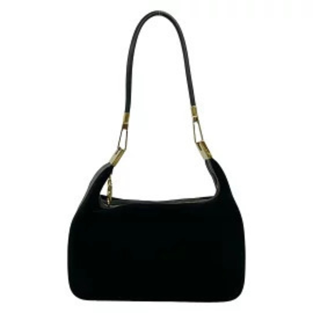 Gucci Suede Shoulder Bag black hobo silhouette accents